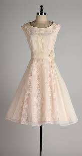 Vintage 1950s Dress Blush Lace Chiffon Sash Full Skirt 4451 Vintage 1950s Dresses Vintage Dresses Pretty Dresses