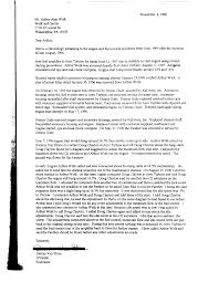 Letter from Dennis Van Strien to Arthur Wolk dated 11/6/96, listing engine  problems/maintenance chronology.