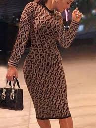 Double F Inspired Print Bodycon Dress M L Xl 2xl 27 99 Fendi Dress Printed Bodycon Dress Bodycon Dress