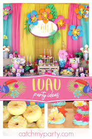 A fun, exotic luau theme party is great for all ages and events. Luau Hawaiian Birthday Aloha Josefa Catch My Party Luau Birthday Party Luau Party Decorations Birthday Party Activities