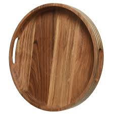 Plateaux bois by isaure est une table basse en bois issus de forêts gérées durablement. Plateau Rond En Bois D Acacia Plateaux Pier Import