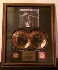 Elvis Presley Framed 24k Gold Etched Records Hound Dog Don T Be Cruel 45m Hound Dog Cruel Hound