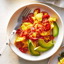 Bacon Avocado And Tomato Scramble Recipe In 2021 Recipes Bacon Avocado Cooking Bacon