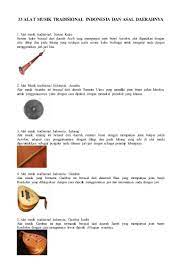 Alat musik tradisional merupakan salah satu bentuk keragaman budaya indonesia. 33 Alat Musik Tradisional Indonesia Dan Asal Daerahnya