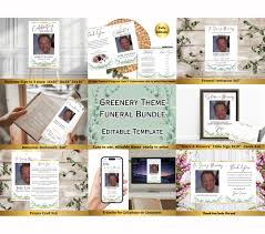 Simplistic Greenery Funeral Template Bundle for Men, Funeral Program,  Celebration of Life Bundle, Father, Grandfather, in Loving Memory, RIP