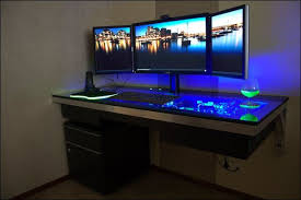 Large Computer Desk For 3 Monitors Computer Gaming Room Gaming Entertainment Center Gaming Computer Desk