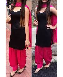 Black And Pink Patiala Suit Black Punjaban Patiala Dress Patiala Dress Patiala Suit Designs Salwar Designs