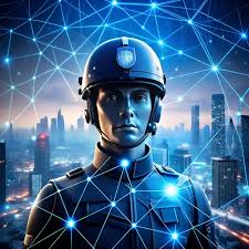 Futuristic ai police officer concept ...
