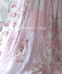 Shabby White Patchwork Chenille Beach Cottage Aqua Blue Chic Pink Roses Shower Curtain Shabby Chic Curtains Shabby Chic Room Shabby Chic Bathroom