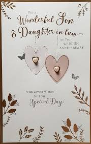 Happy anniversary dear daughter and son in law. Anniversary Card Son Daughter In Law Two Hanging Hearts With Hea Card Gallery Online