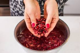 Scoop any floating pith out of the water with a slotted spoon or sieve. How To Cut Eat And Decorate With Pomegranates The Lemon Bowl