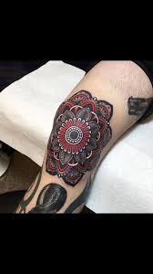 Black And Red Flower Tattoo Sleeve Black And Red Mandala Black Red Tattoo Red Tattoos Tattoos
