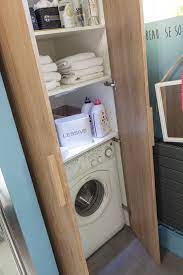 Meuble mural pour machine a laver et seche linge avec portes. Caisson Buanderie Spaceo Home Blanc H 200 X L 80 X P 60 Cm Leroy Merlin