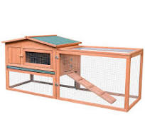 Double Decker Rabbit Hutch 4FT Guinea Pig Cage With No Leak Trays For  Outdoor, Orange