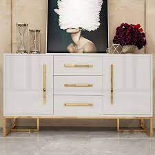 Stapled, glued, and screwed construction. Modern Luxurious 47 Black Buffet Table 2 Doors 3 Drawers Kitchen Storage Sideboard Cabinet In Gold In 2021 White Buffet Table White Buffet Buffet Table Decor
