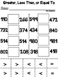 cut and paste worksheets greater less than or equal to 3 digit numbers