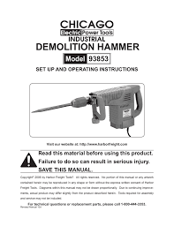 Get the best deal for chicago electric other power tools from the largest online selection at ebay.com. Chicago Electric Demolition Hammer 93853 Operating Instructions Manualzz