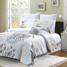 Black And White Comforter Sets Canada Upto 70 Off Plus Free Shipping For Usa And Canada Birdie 7pc 100 Cotton Floral And Birds Comforter Set Comforter Sets Print Comforter King Comforter Sets