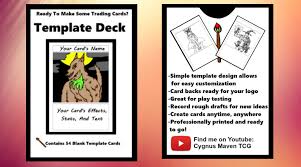 Here's the card template direct link do you want to make a trading card game by hand using only a few common art items? Trading Card Game Template Deck