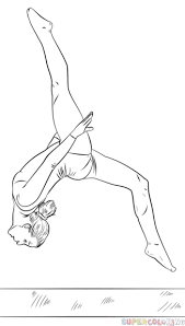 How To Draw A Gymnast On A Beam Step By Step Drawing Tutorials For Kids And Beginners Dancing Drawings Ballet Drawings Drawing Tutorial