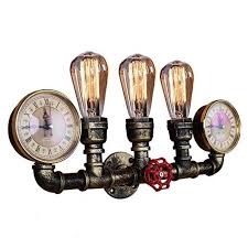 Wall lamps & sconces (10698). Industrial Steampunk Pipe Wall Light Fixture With 3 Light Antique
