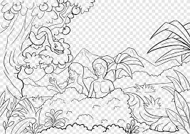 Mulai dari gambar sketsa pemandangan, gambar sketsa wajah, gambar sketsa bunga. Adam And Eve Garden Of Eden Coloring Book Bible Child Adam And Eve White Mammal Png Pngegg