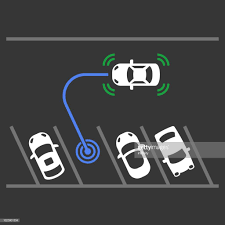 Smart Car Parking Assist System Top View Vector Illustration Smart Car Car Parking Vector Illustration
