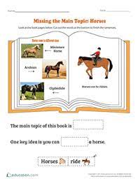 missing the main topic horses worksheet education com