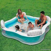 Jardin Piscines Et Accessoires Piscine Gonflable Avec 4 Assises Et Portes Gobelets Incluses 56475 229 X 229 X 66 Cm