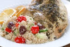 May 09, 2016 · i served it with couscous cooked in chicken broth with green onions and pine nuts added at the end, along with a green salad. Roasted Greek Chicken And Couscous Salad Recipe Litehouse
