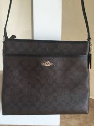 Black And Brown Coach Purse Coach F34938 Signature File Bag Messenger Crossbody Brown Black Coach Handbags Outlet Coach Handbags Cheap Coach Bags
