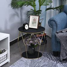 Combination epoxy with stones, wood and metal! Wood Metal Coffee Round Sofa End Side Drum Shape Table With Storage For Sale Online Ebay