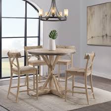 Round counter height dining table set. Picket House Furnishings Keaton Round Counter Height 5pc Dining Set Table And Four Stools Lcl100ccst5pc