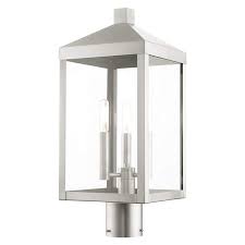 Brushed nickel outdoor lighting can be used in almost all outdoor lighting applications. Nyack 19 1 2 High Brushed Nickel Outdoor Post Light 81f65 Lamps Plus