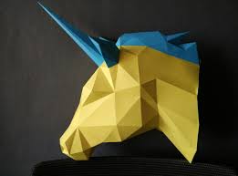 Magical Model Unicorn/papercraft Unicorn/paper Trophy/unicorn  Head/origami/diy Paper Craft/wall Decor/room Decor/paper Magical Animal  Head