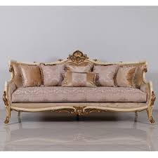 Grand European Luxury Furniture 4707 S Veronica Sofa In Tufted Fabric On Antique Beige Dark Gold Mahogany Luxury Furniture Furniture Luxury Home Furniture