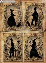 Halloween Digital Collage Halloween Silhouette Greeting Cards Scrapbook Journaling Halloween Digital Images Witch Art Download Halloween Silhouettes Vintage Halloween Images Vintage Halloween Cards