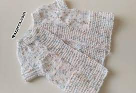 Orgu Bebek Yelek Ebruli Iple 0 3 Ay Bebeklere Nazarca Com Bebek Yelek Yelek Orgu