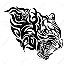 The upper arm is a great location for this tiger tattoo on the arm. Tiger Head Roar Tribal Tattoo With Fire Concept Vector With White Background Royalty Free Cliparts Vectors And Stock Illustration Image 120811960