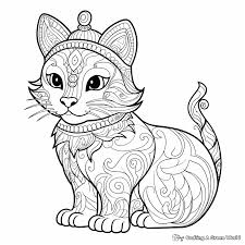 Christmas Cat Coloring Pages - Free & Printable!