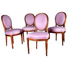 Set Of Four Neoclassical 18th Century Upholstered Dining Chairs In Pink France In 2020 Wood Dining Chairs Dining Chairs Dining Chairs For Sale
