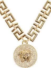 Versace Gold Medusa Greek Key Necklace Shopstyle Women S Fashion Versace Gold Gold Key Necklace Key Necklace