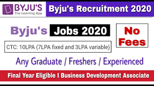 Byjus Recruitment 2020 I Business Development Associate I Any Graduate I Apply Online Youtube