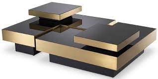 Create a centrepiece in your living space with a unique luxury coffee table from libra interiors. Casa Padrino Luxury Coffee Table Set Brass Black 2 L Shaped Living Room Tables With 2 Square Trays Living Room Furniture Luxury Collection
