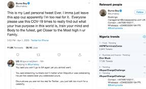 Последние твиты от nigeria trending (@ngrtrending1). Here S Why Nigerian Artist Burna Boy Is Leaving Twitter Allafrica Com