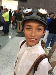 Gavin's steam punk costume he made before you could find those parts in the  store. His Mimi took him to the renaissance festival to get the glasses.  Still have this homemade backpack