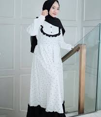 Home › gamis lebaran terbaru › gamis wolfis motif polkadot list. Model Baju Gamis Hitam Putih Nusagates