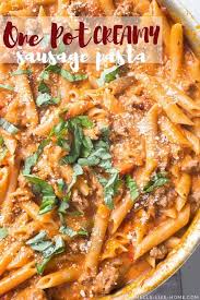 One Pot Creamy Sausage Pasta With Recipe Video Recipe Creamy Sausage Pasta Italian Sausage Recipes Italian Sausage Recipes Pasta