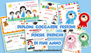 Cercate un modello di diploma, di un attestato di merito da stampare per la fine dell'anno scolastico? Festa Di Fine Anno Scolastico Diplomi Attestati Poesie Dediche Festoni Coccarde Segnalibri Fantavolando