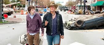 Seen during one of the vistas of destruction, columbus (jesse eisenberg) and tallahassee (woody harrelson) walk through a destroyed town, with a tan painted british chieftain tank sitting in the street. Zombieland 2009 Review Zombie Flick Deserving Of Acclaimed Status The Film Magazine